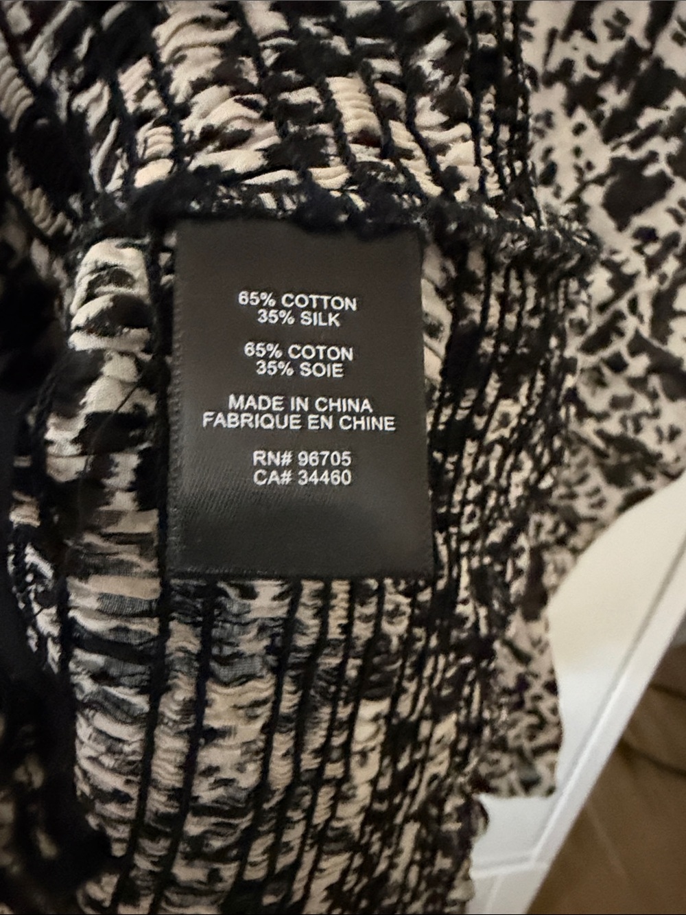 Rebecca Taylor Smocked Black and White Printed Women’s Small Top Cotton Silk - Picture 3 of 5